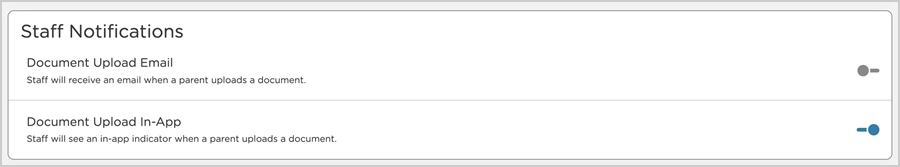document upload notification settings for staff in school settings