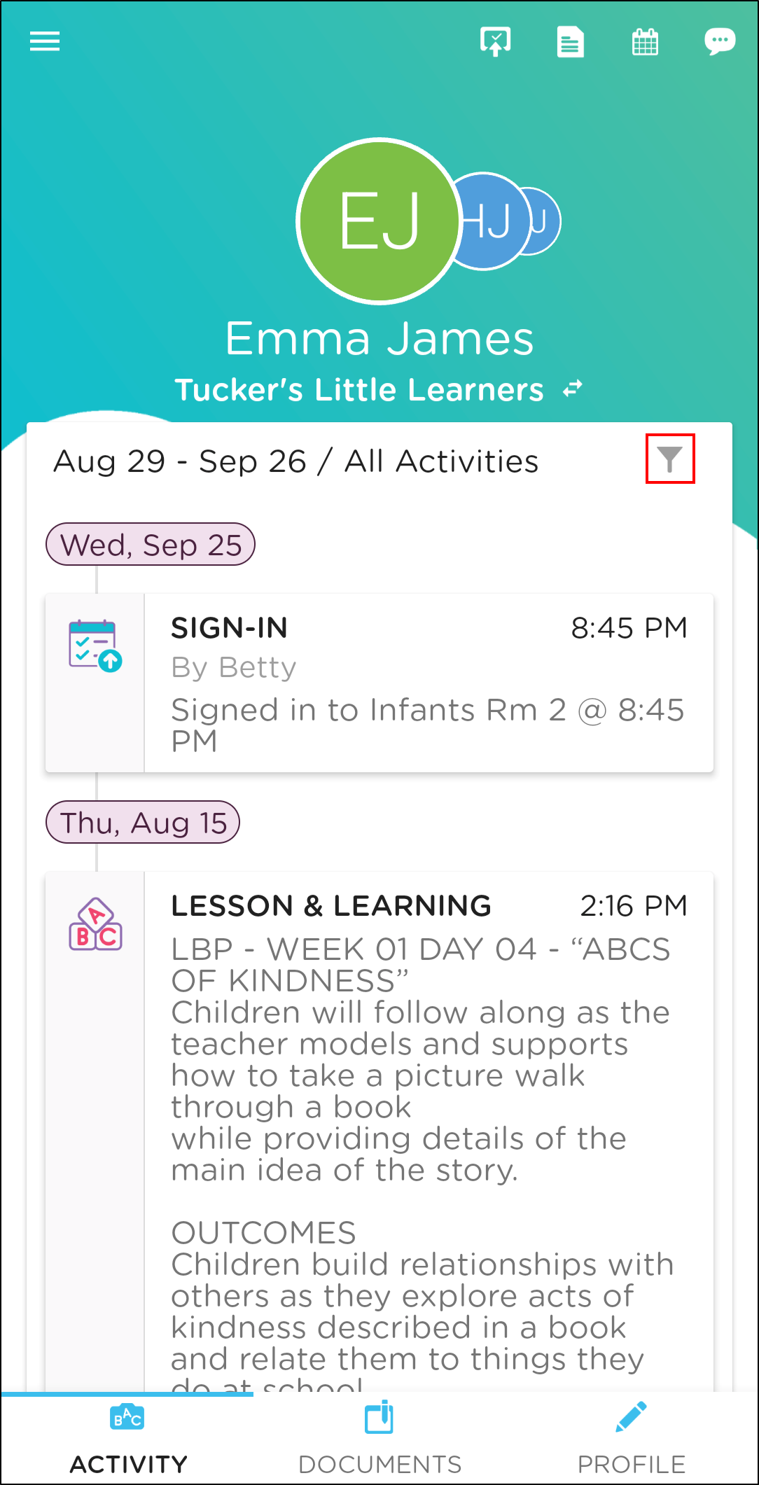 Parents: Review your Child's Daily Activities