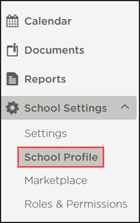 navigation school settings school profile