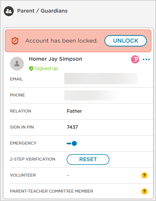 parent profile locked