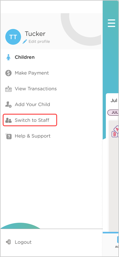 parent switch to staff child care mobile app