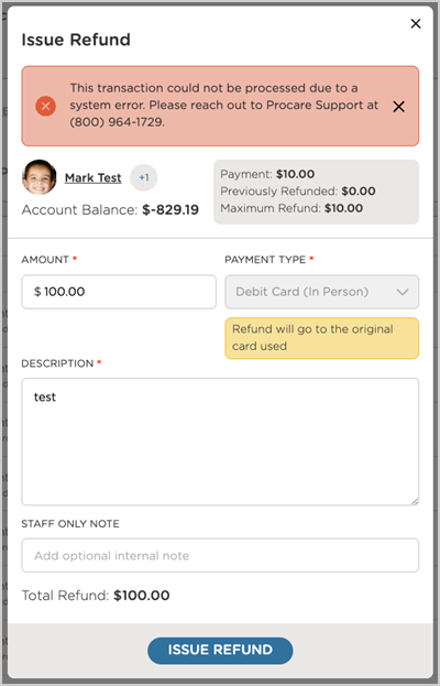 refund error message