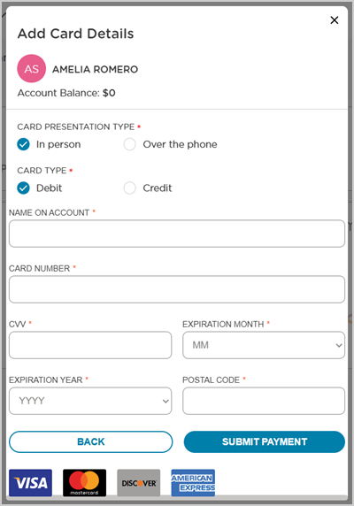 add card details screen