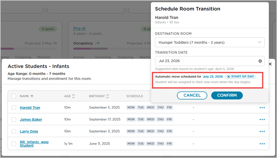 roomrunner move plan confirmation message