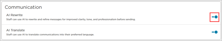 communication settings toggle ai rewrite on