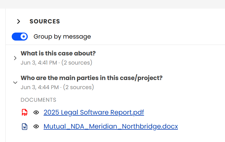 Document sources and questions regarding a legal case and its main parties.