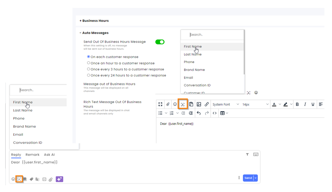 Dynamic parameters in Business hours and Reply.png