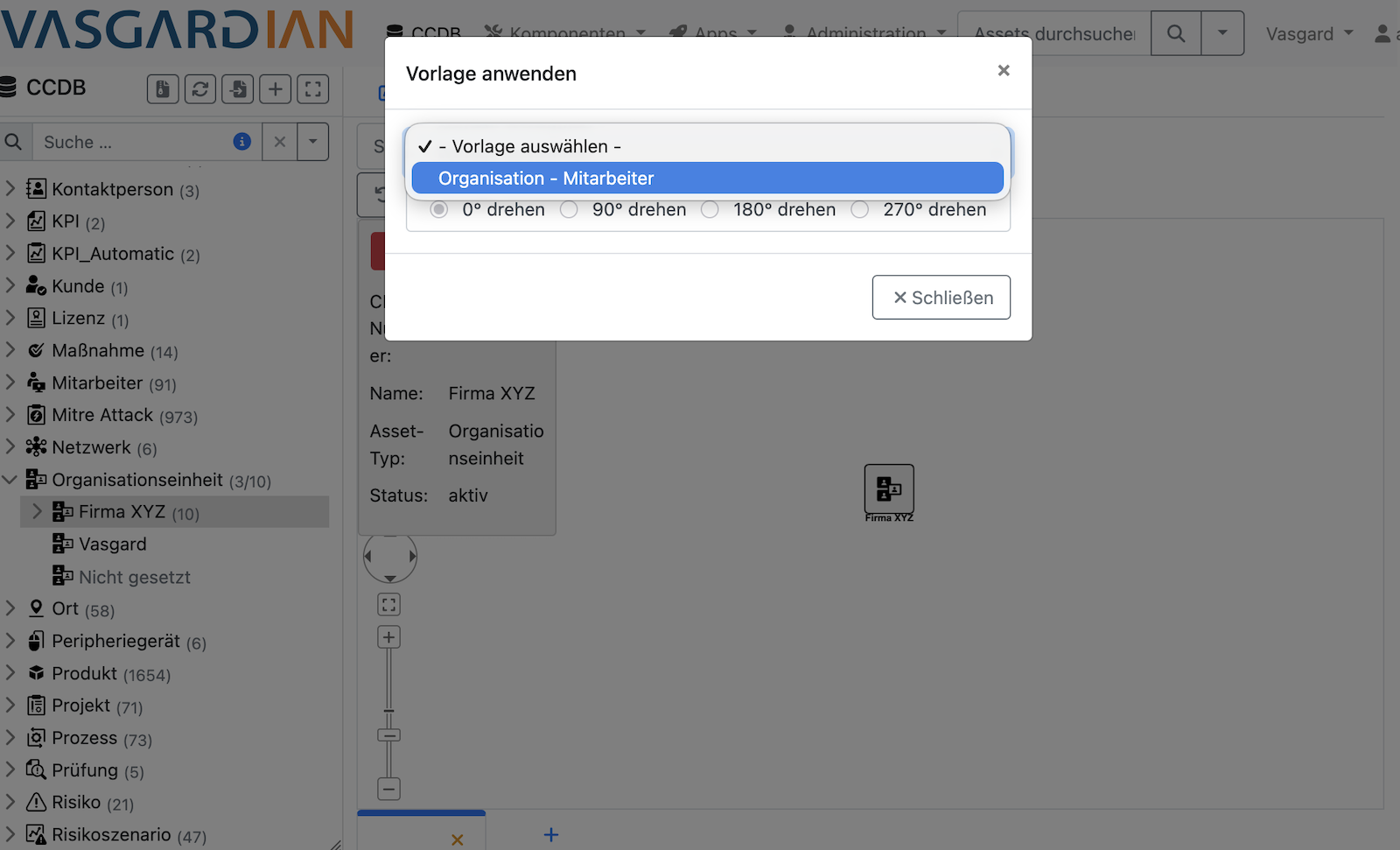 Visualisierungsvorlage auswählen