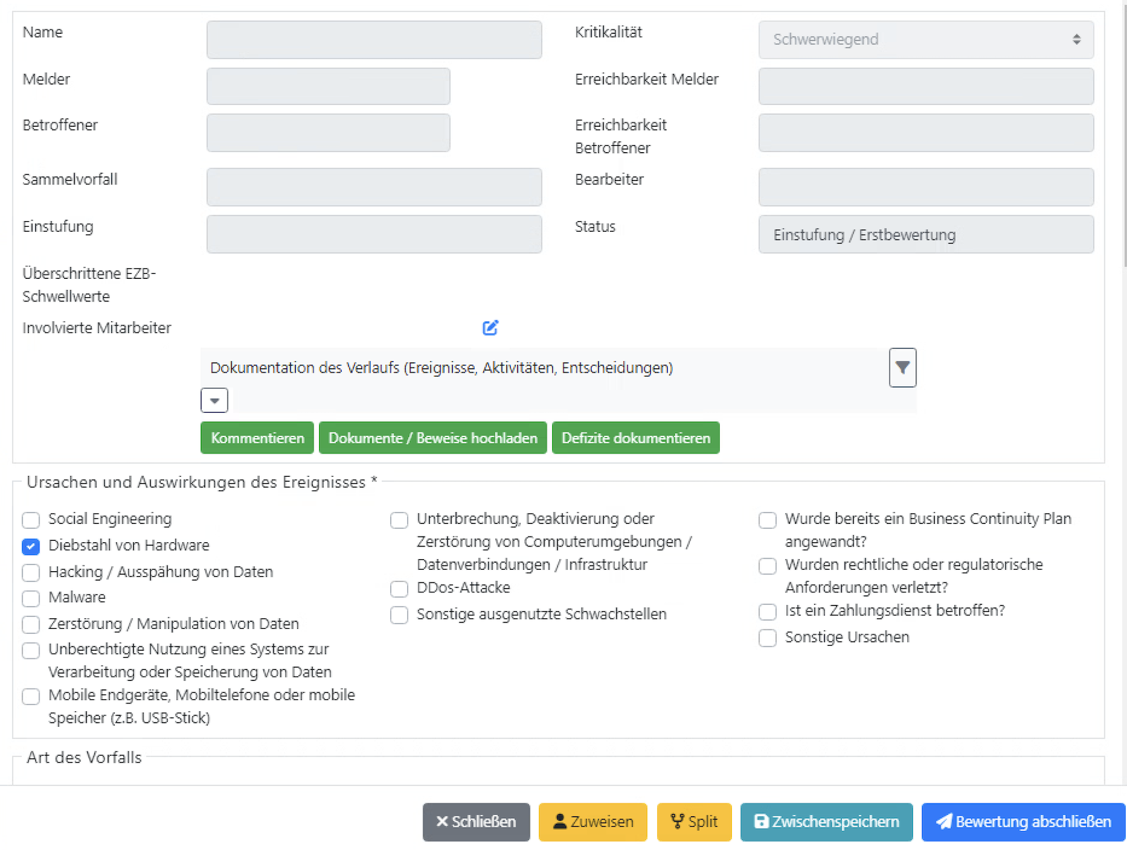 Ansicht ISB Status Einstellungen