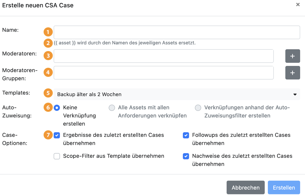 Neuen Case erstellen