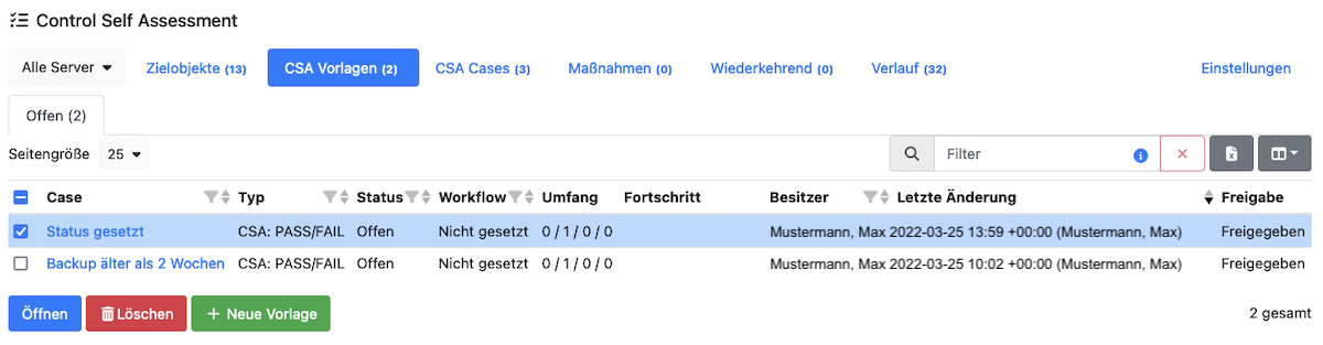 CSA-Liste Vorlagen