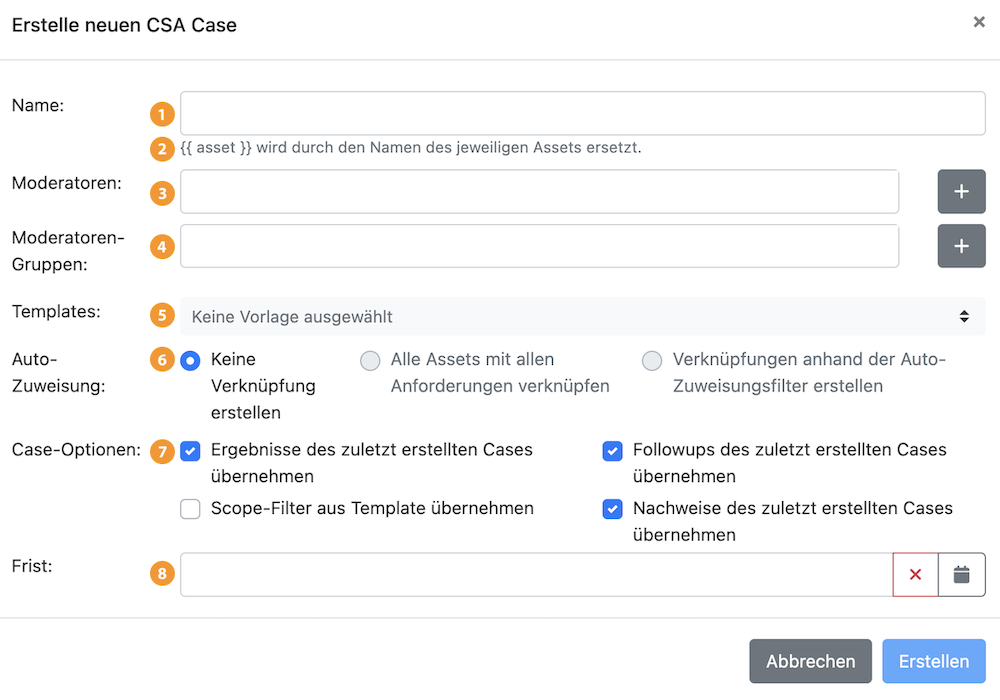 Neuen Case erstellen
