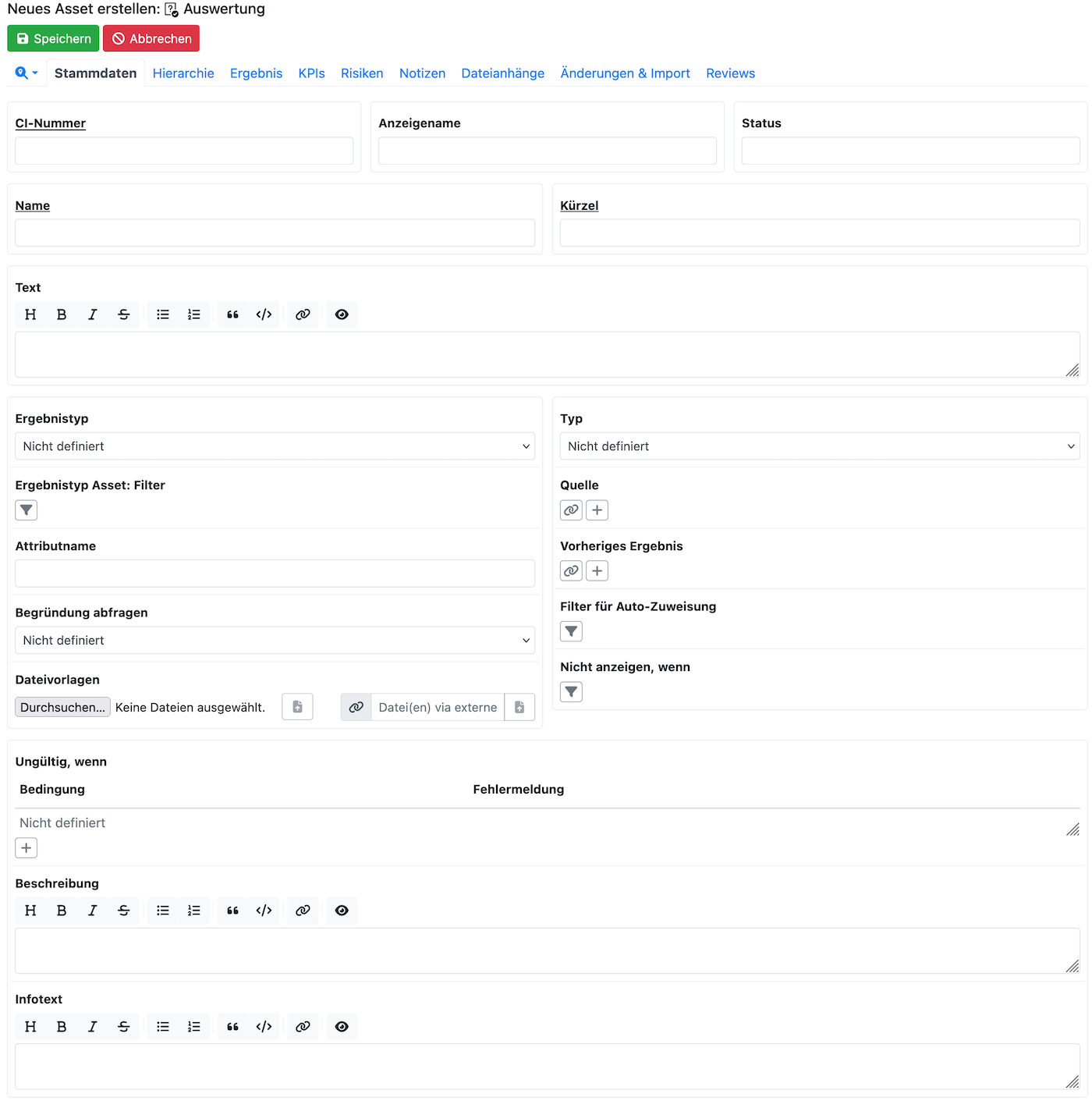 Neues Auswertungsasset
