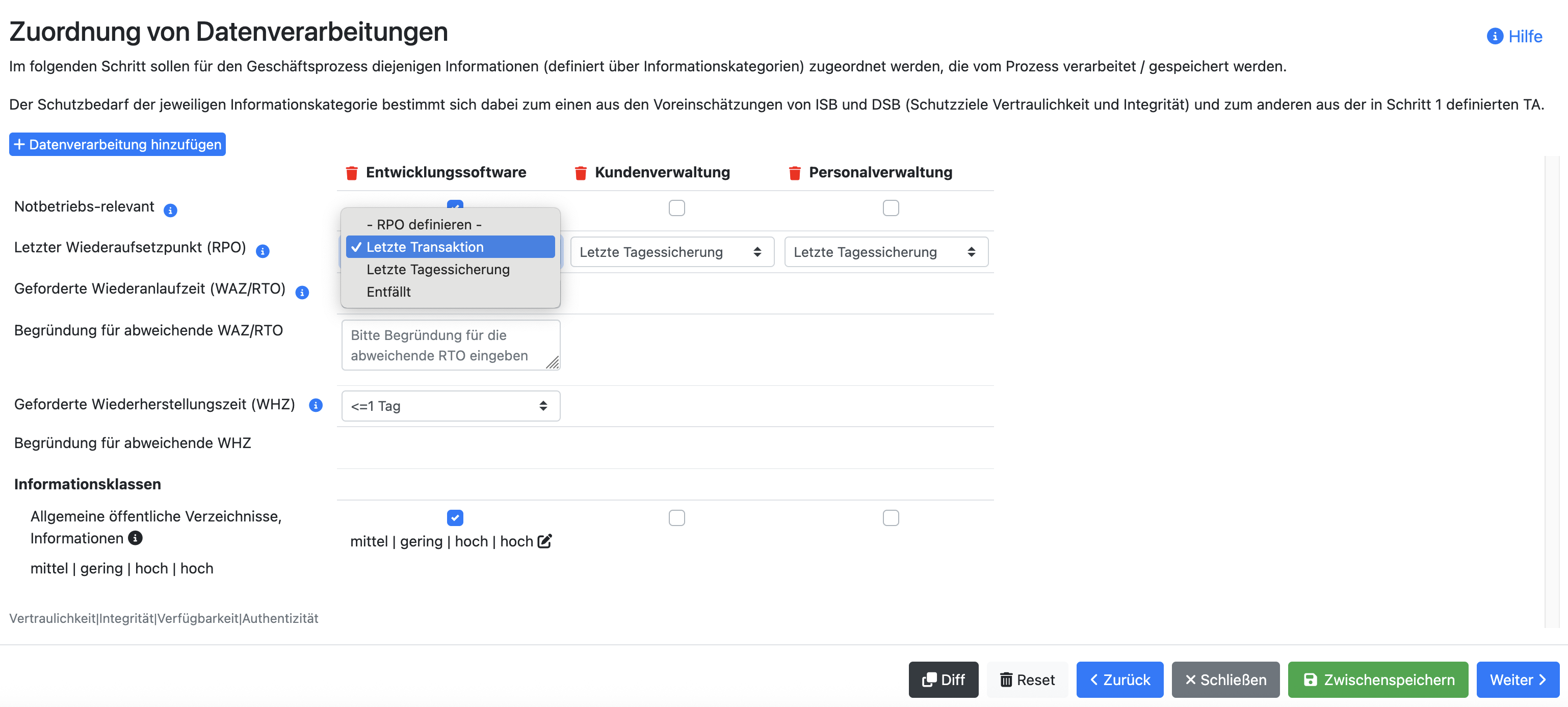 Zuordnung Datenverarbeitung