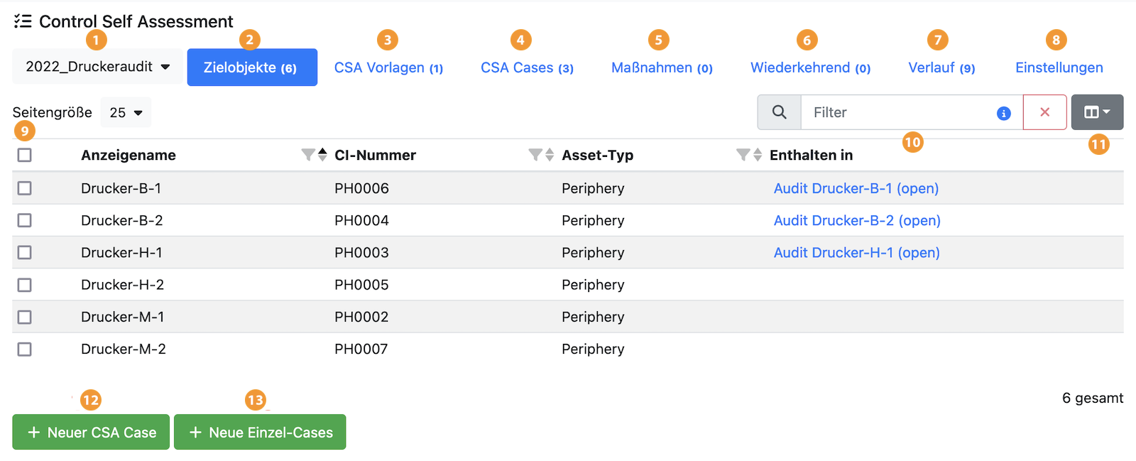 Startbildschirm CSA-App