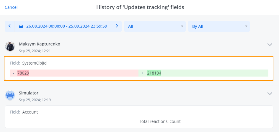 5.71 single acc user history