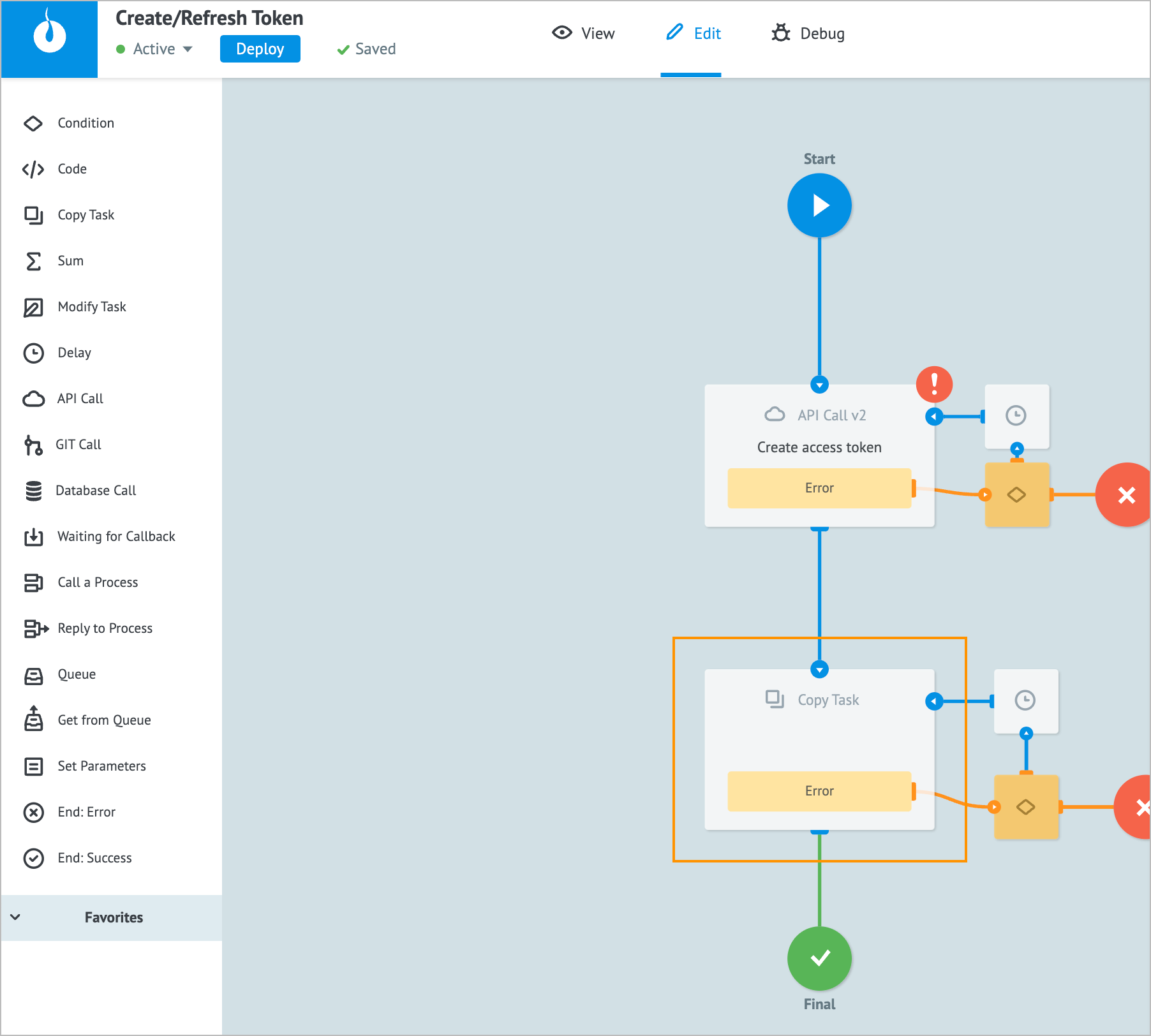 Add Copy Task to process