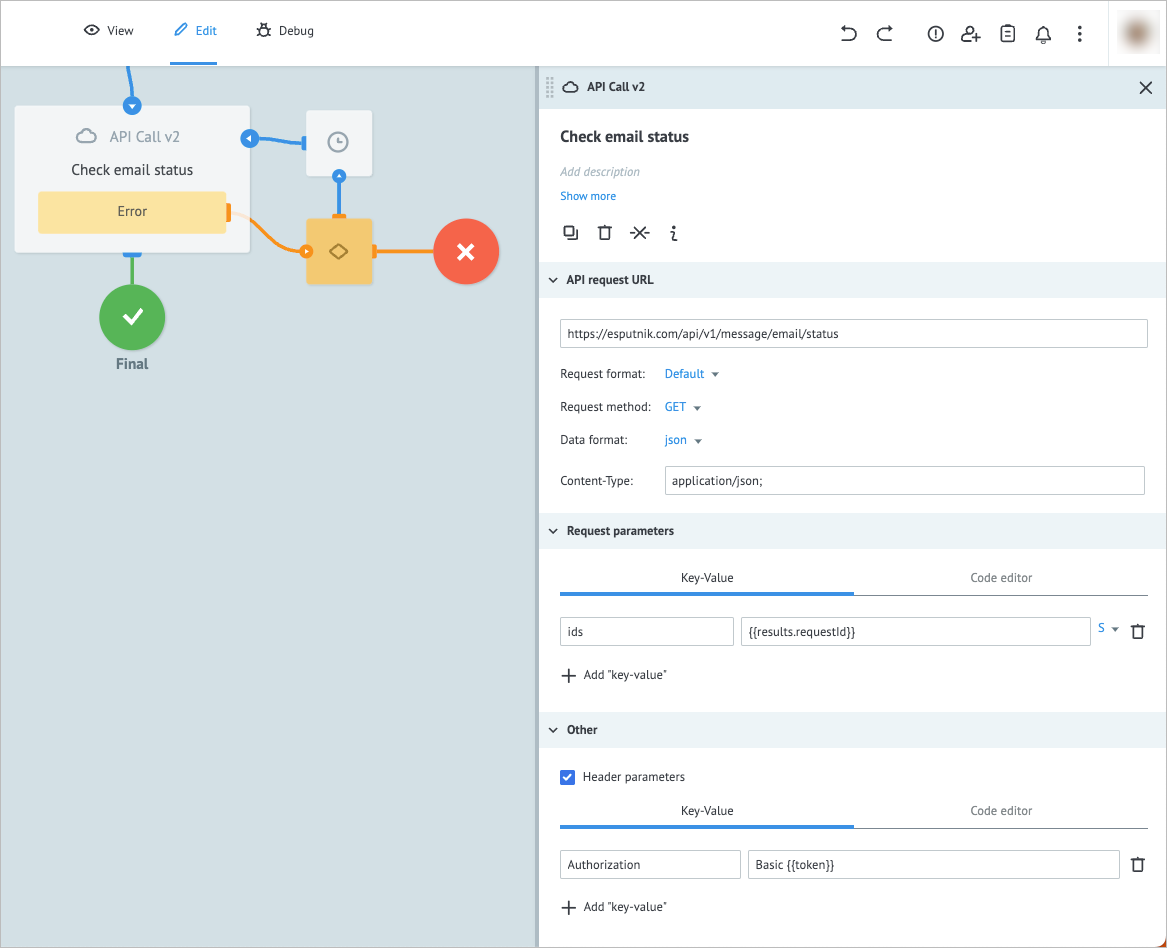 Check email status panel