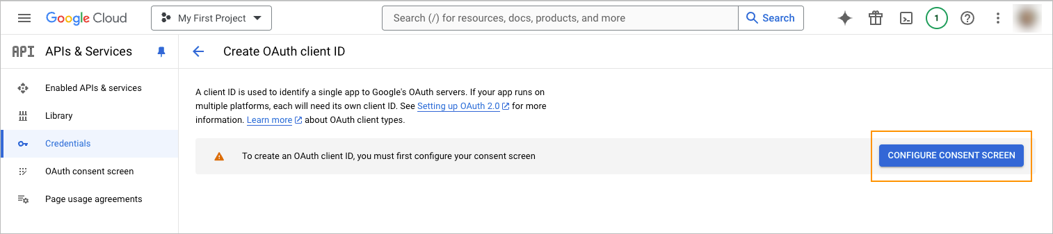 Configure consent screen