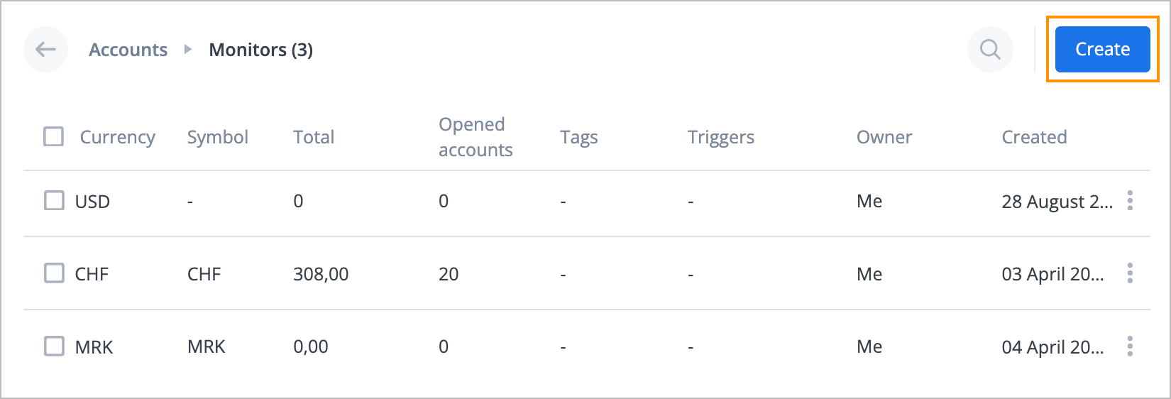 Create acc curr pair