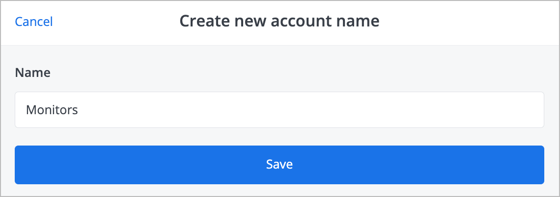 Create new acc name dialog