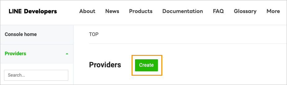 Create provider button