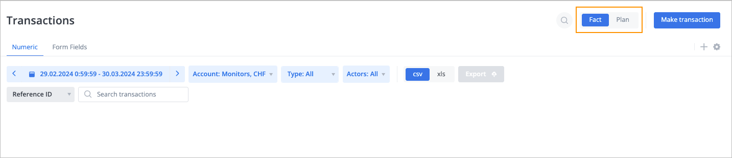 Fact and Plan filter