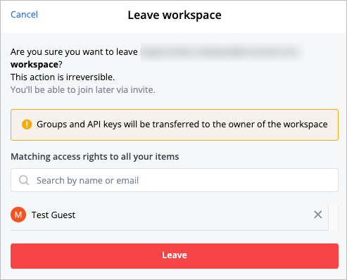 Leave workspace dialog