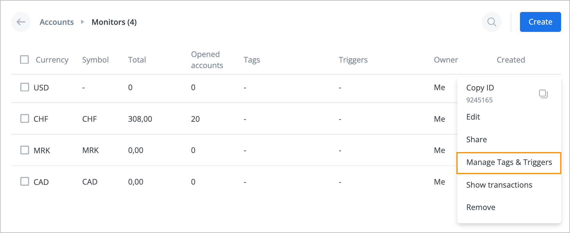 Manage tags and trigg