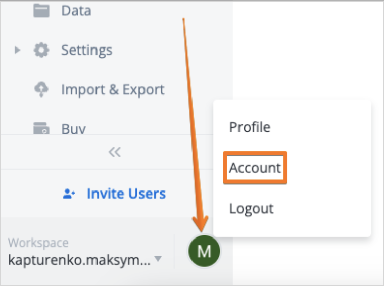 User_Account menu