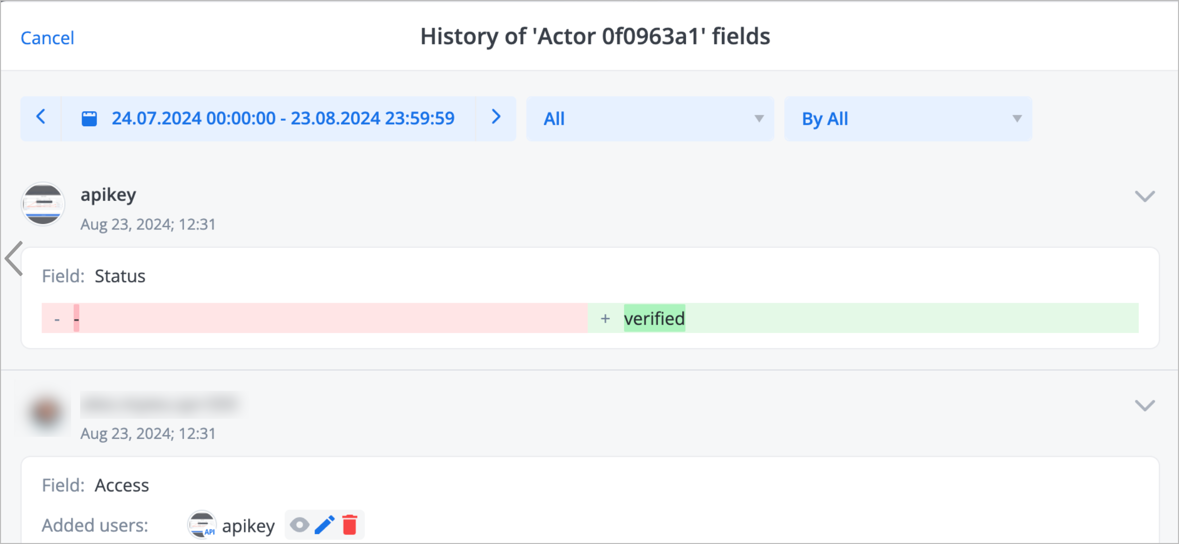 Webhook to change actor status