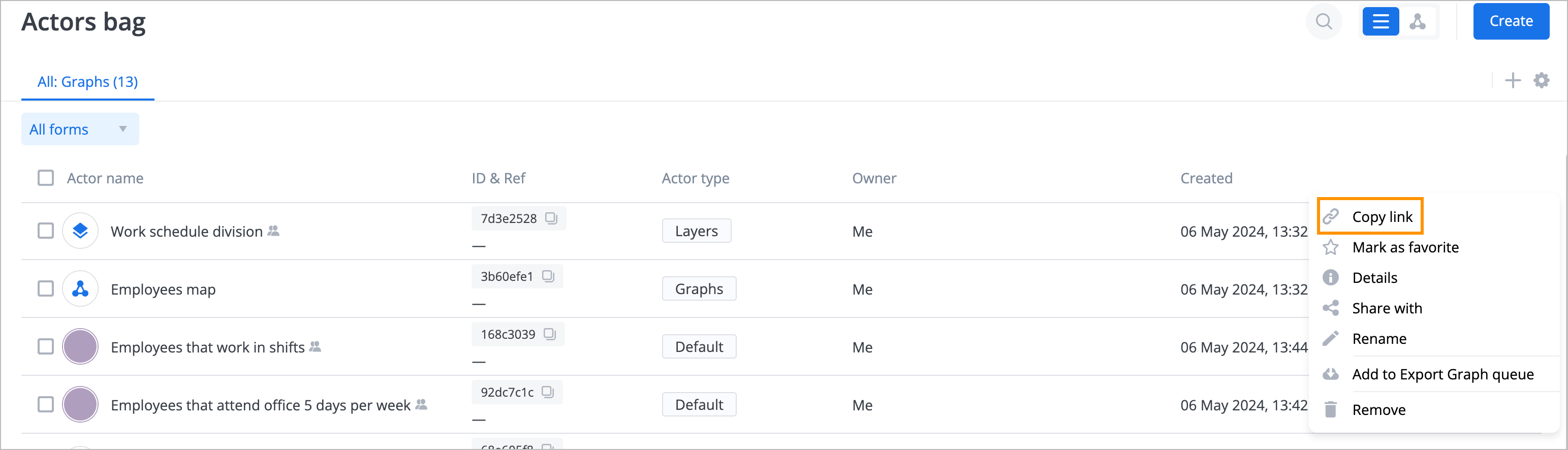 actor menu-graph-copy link