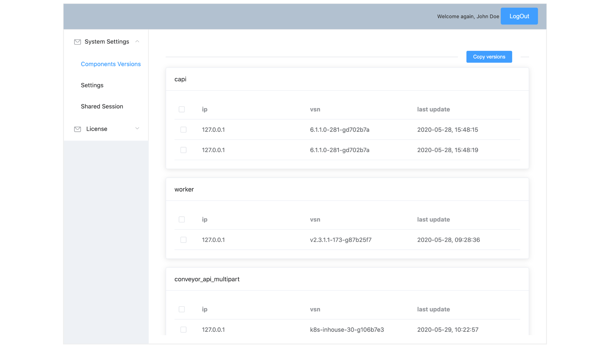 components-versions