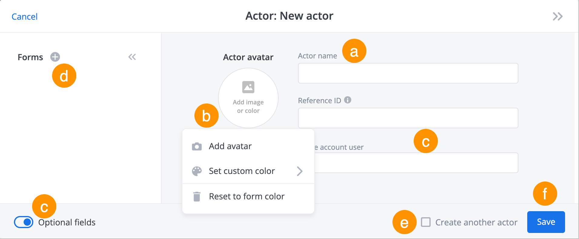 create actore menu corrected1