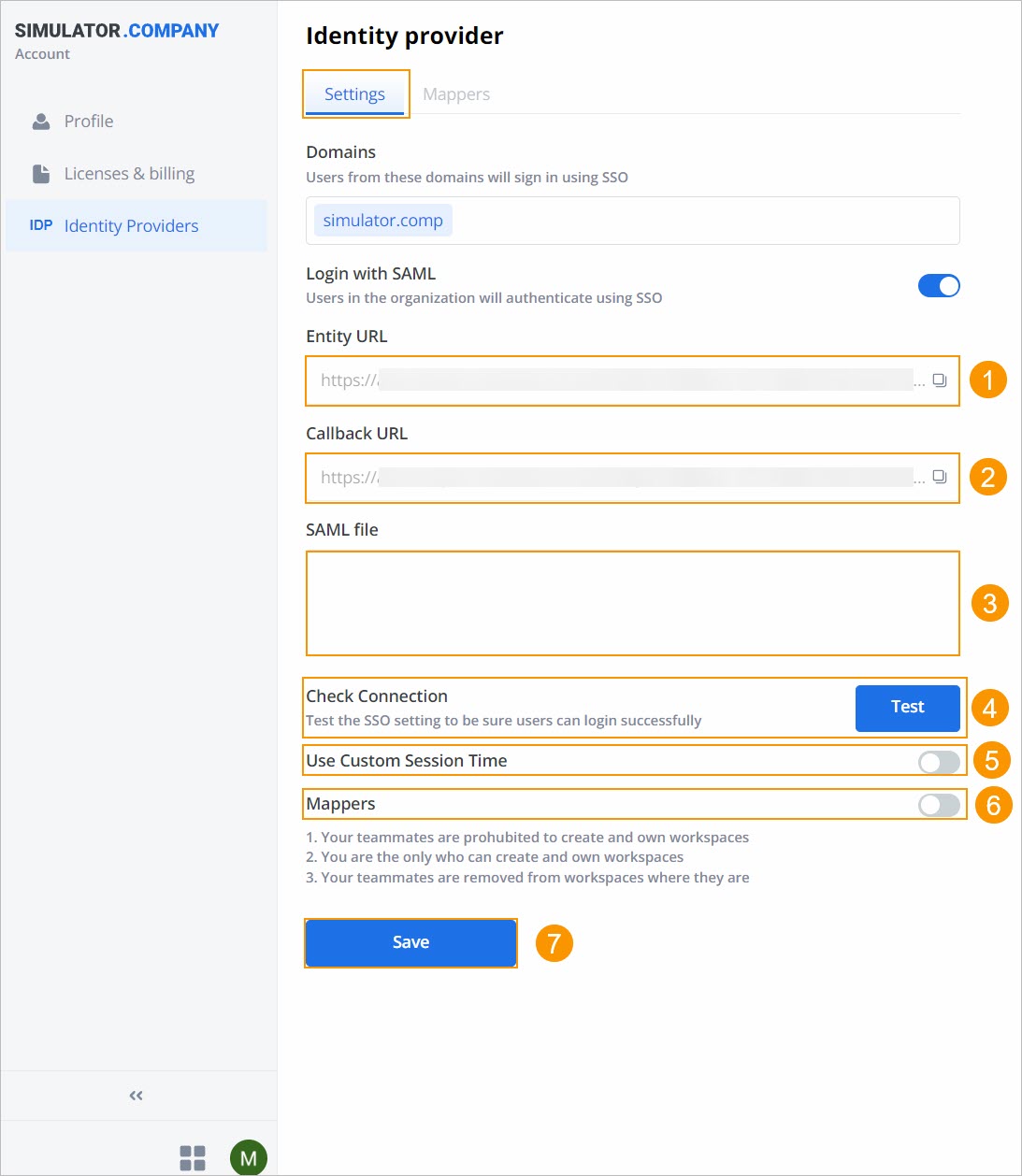 login with saml enabled numbered