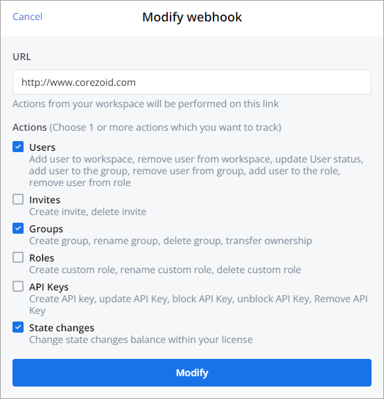 modify webhook