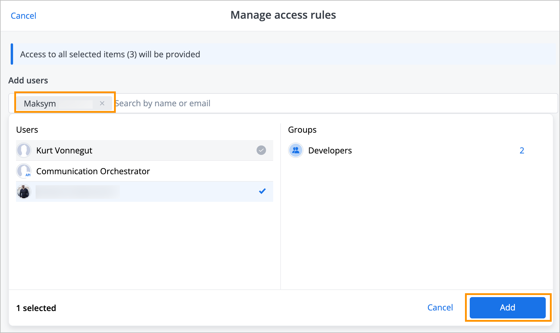 share actors manage rules