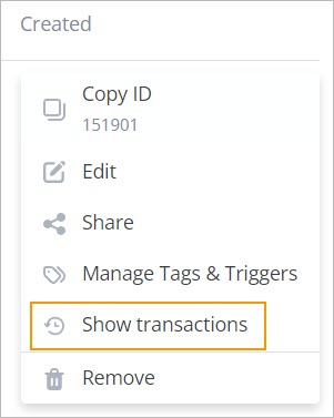 show transactions-account