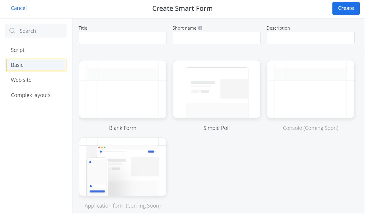 smart form-basic script creation