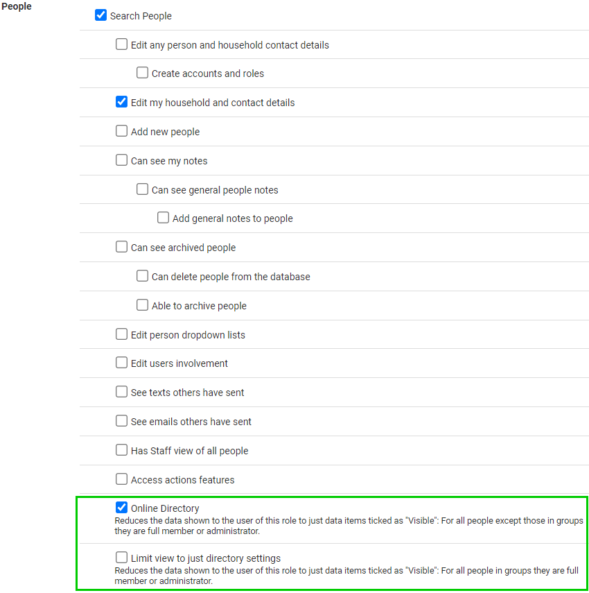 Online Directory Role