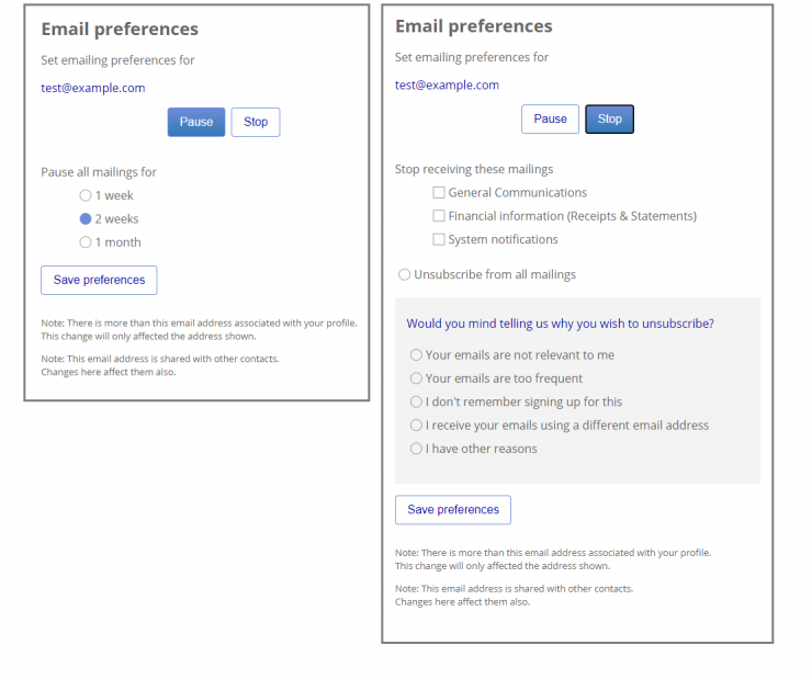 Unsubscribe and Email Preferences
