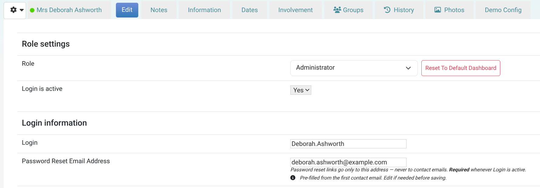 User Settings Page