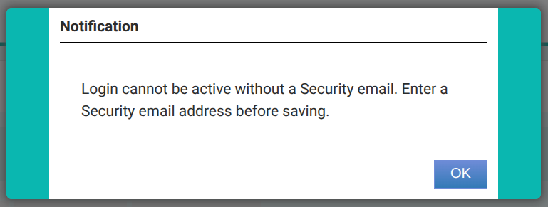 Login requires security email