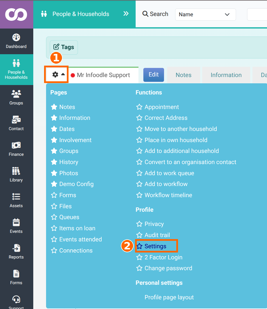 Accessing User Settings