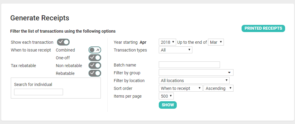 Searching for a Receipt or Statement Template