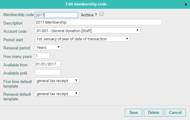 Editing Membership codes