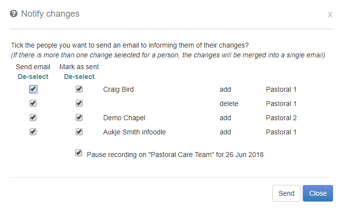 Emailing Rosters