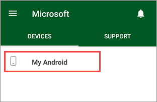 Screenshot of Company Portal app, highlighting a device called 