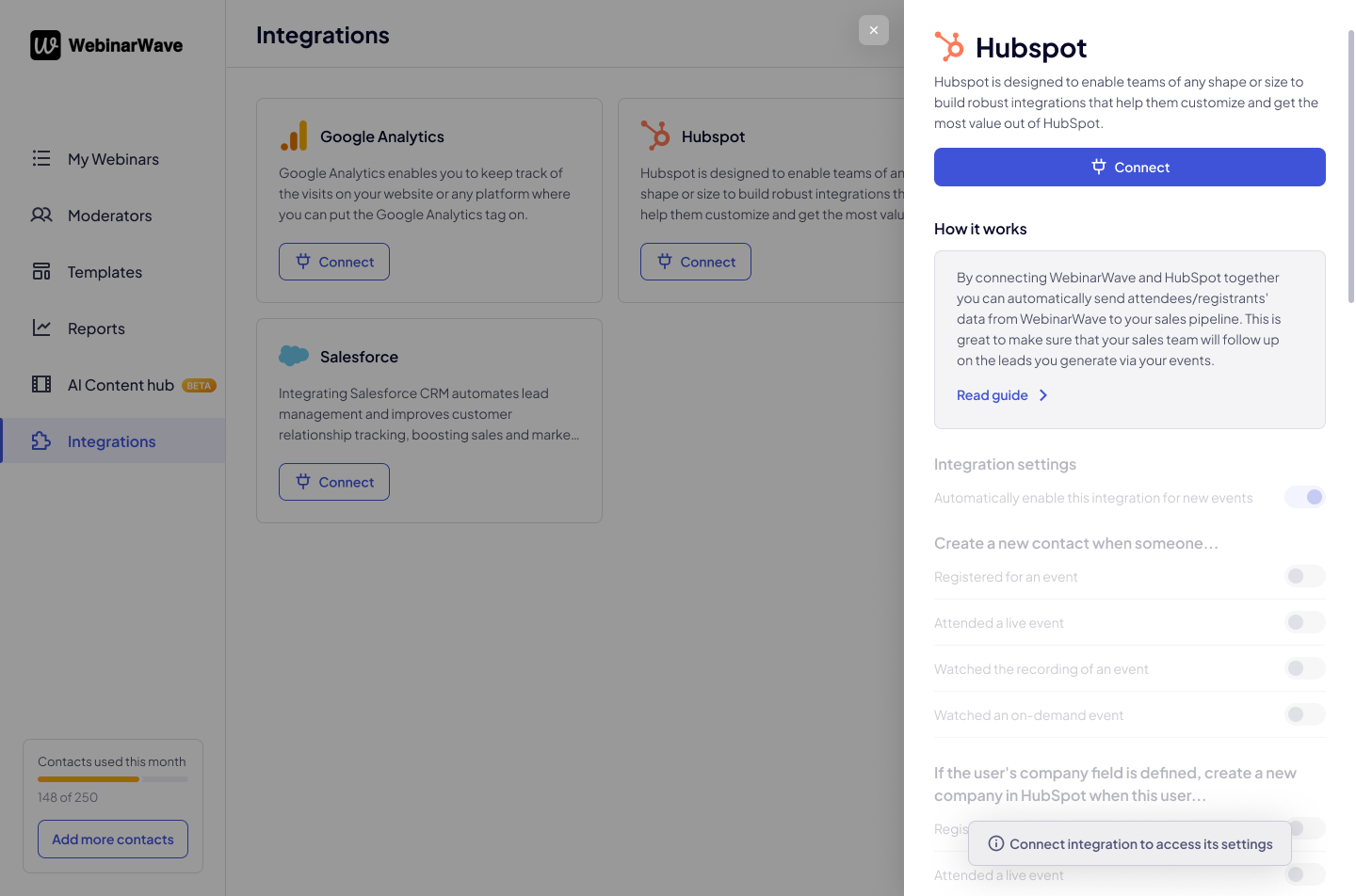 Platform – Integrations – Hubspot connect lightbox 1.png