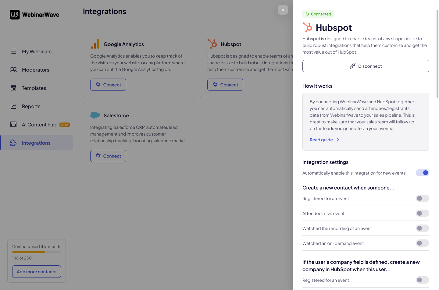 Platform – Integrations – Hubspot connected 1.png